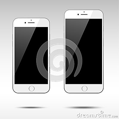 Two Realistic White Smartphones Vector Illustration