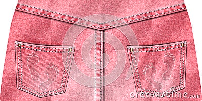 Two rear pink denim pocket Vector Illustration