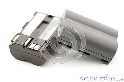 Two rechargeable camera accumulators Stock Photo
