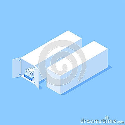 Two rectangle open and closed metallic logistic containers for cargo transportation isometric vector Vector Illustration