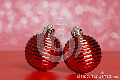 Two red antique christmas ornaments Stock Photo