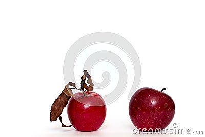 Two red apples isolated on white background. closeup. Stock Photo