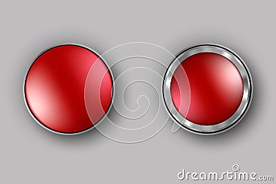 Two red buttons realistic vector Vector Illustration