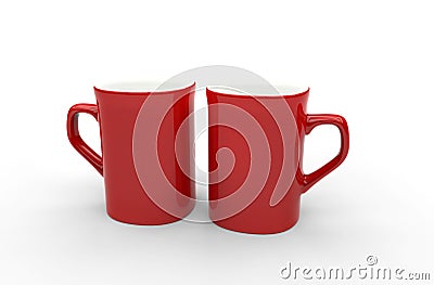 Two Red Coffee Mugs Stock Photo