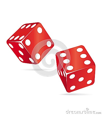 Two red dices Vector Illustration