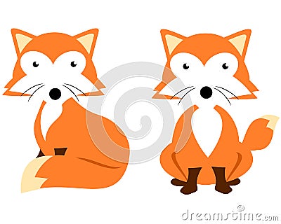 Two Red Foxes Clip Art Vector Illustration