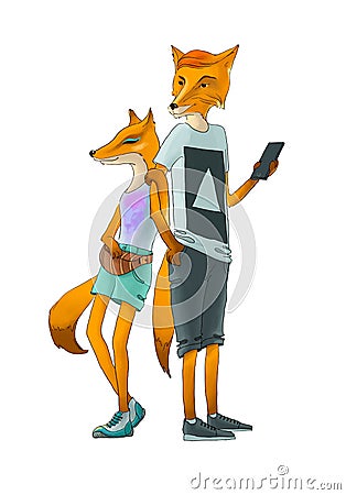 Two red foxes Stock Photo