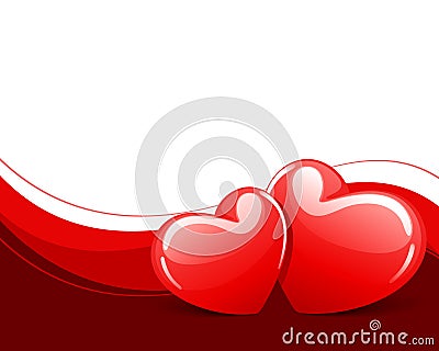 Two red glossy heart Vector Illustration