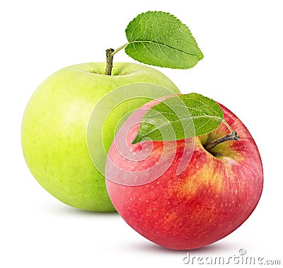 Two red and green apple sliced isolated on a white background Stock Photo