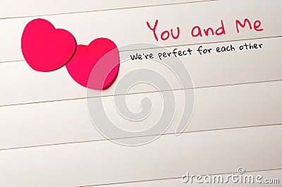 Two red hearts on a striped background Stock Photo