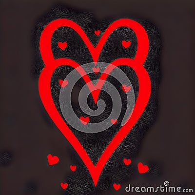 Two Red lipstick Hearts Stock Photo