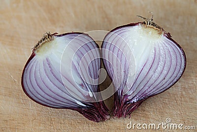 Two red onion halfs Stock Photo