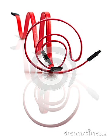 Two red SATA cables Stock Photo