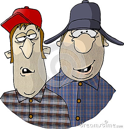 Two Rednecks Cartoon Illustration