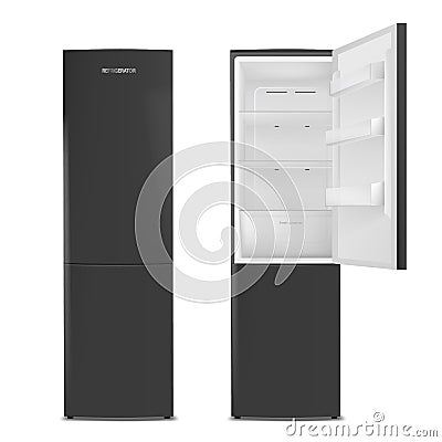 Two refrigerators isolated Cartoon Illustration