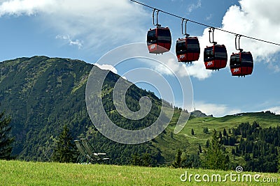 Relaxing Place under Cableway, Kitzbuheler Alpen, Tirol, Austria Editorial Stock Photo