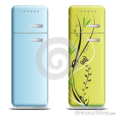 Two retro refrigerators Stock Photo