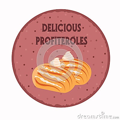 Two retro vintage cake profiteroles Vector Illustration