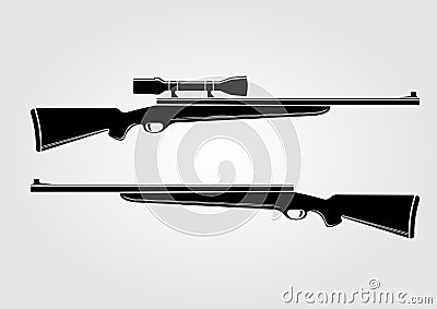 Two rifles isolated on white background. Vector illustration Vector Illustration