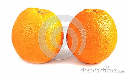 Two ripe grapefruits isolated on white background. Whole nutritious citrus. Stock Photo