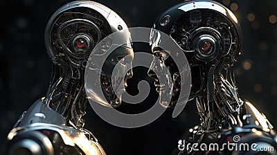 Two Robots Facing Each Other Stock Photo