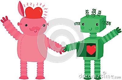 Two Robots In Love Stock Photo