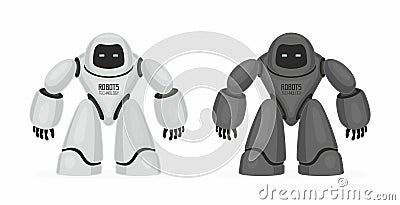 Two Robots. White and black Vector Illustration