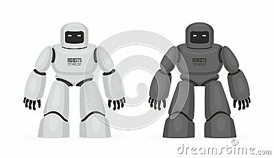 Two Robots. White and black Vector Illustration