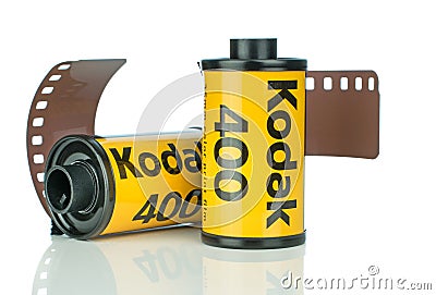 Two rolls of Kodak Ultramax 400 35mm camera film Editorial Stock Photo