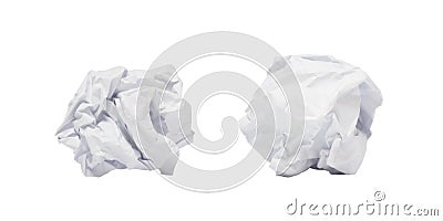 Two Rugged paper ball or paper crumpling , trash, garbage to recycle isolated on white background Stock Photo