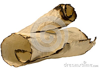 Two rumpled paper scrolls Stock Photo