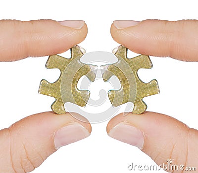 Two same pieces of puzzle that do not fit Stock Photo