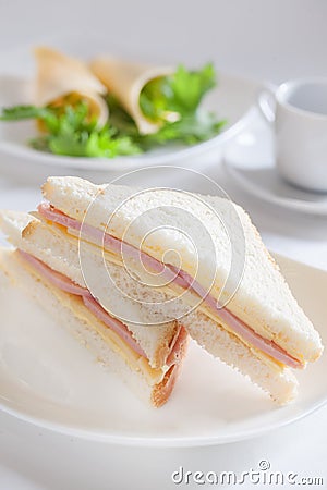 Two sandwich with ham and cheese butter Stock Photo