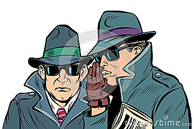Two secret agents whispering Vector Illustration