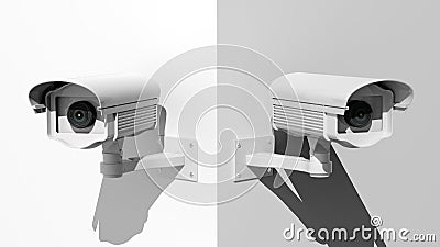 Two security surveillance cameras Stock Photo