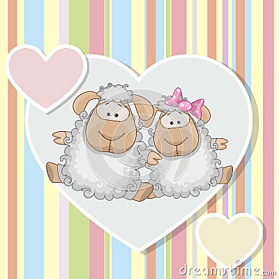 Two Sheep Vector Illustration