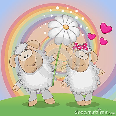 Two Sheep Vector Illustration