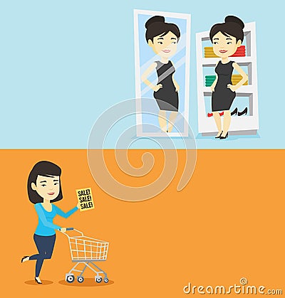 Two shopping banners with space for text. Vector Illustration