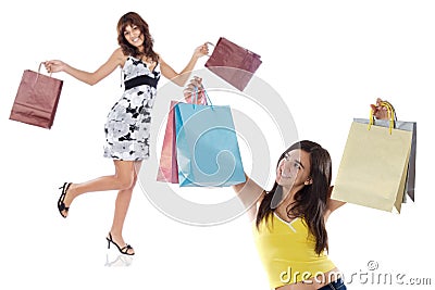 Two shopping young girls Stock Photo