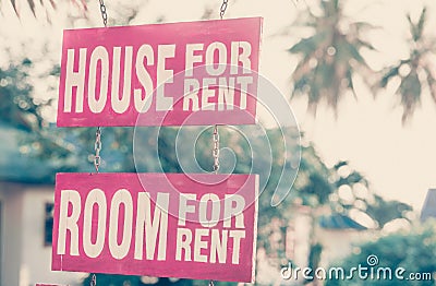 Two Sign House for Rent Stock Photo