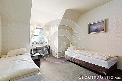 Two single beds Stock Photo