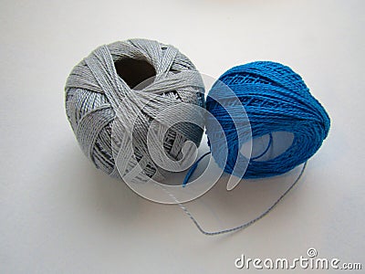 Two skeins of crochet or knitting. Stock Photo