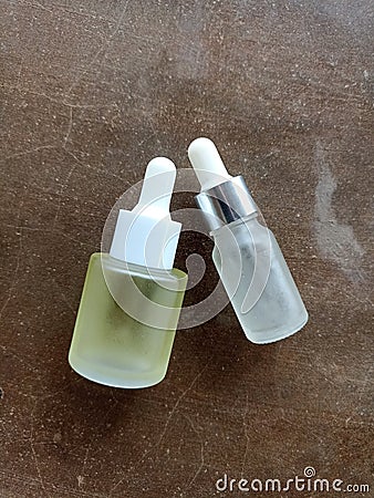 Two Skincare bottle at the floor Stock Photo