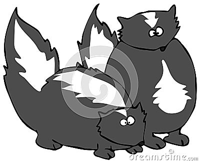 Two Skunks Cartoon Illustration
