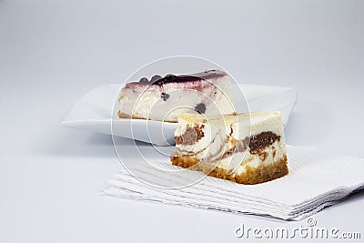 Two slice cheesecake Stock Photo