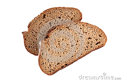 Two slice of rye bread isolated cut out Stock Photo