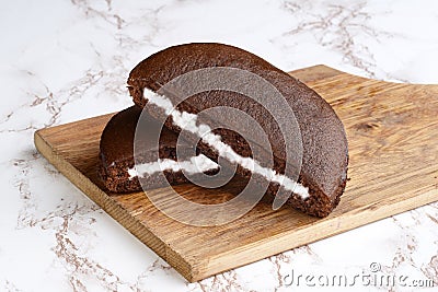 Two slices chocolate cream cake Stock Photo