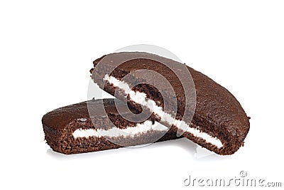 Two slices chocolate cream cake on white Stock Photo