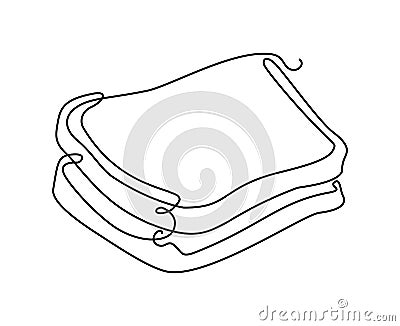 Two slices of square bread. Continuous line drawing illustration Cartoon Illustration