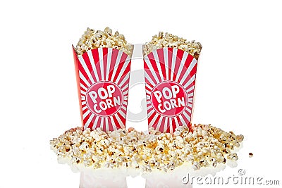 Two small box full of popcorn Stock Photo
